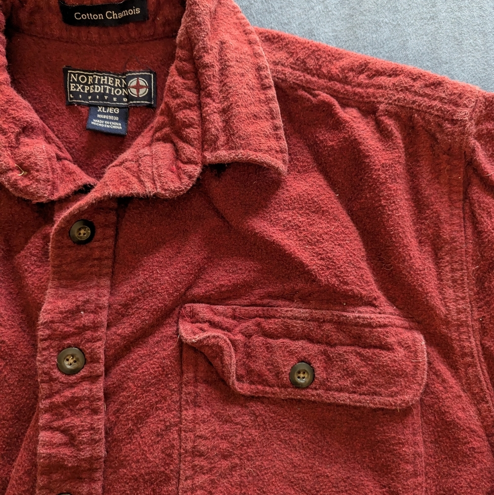Northern Expedition Red Button-Up Shirt Sz XL